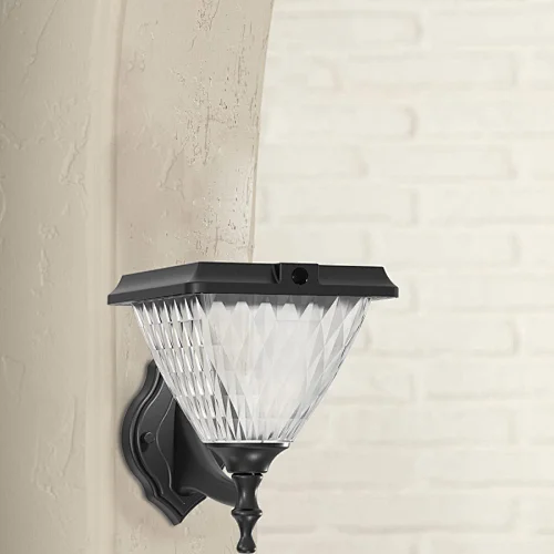 Solar Wall Diamond Light, Cast Aluminum Solar Wall Mounted Light for Outdoor Pathway Garden Yard